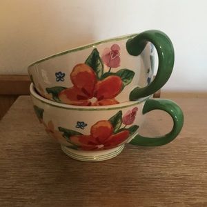 Pier 1 Oversized Hand Painted Mugs